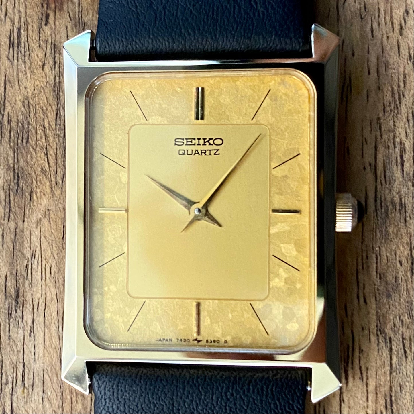 COMING SOON! Rare Vintage May 1984 Seiko Quartz Tank 7430-5230 Gold Flake Dial with GHA Case PRE-ORDER NOW!