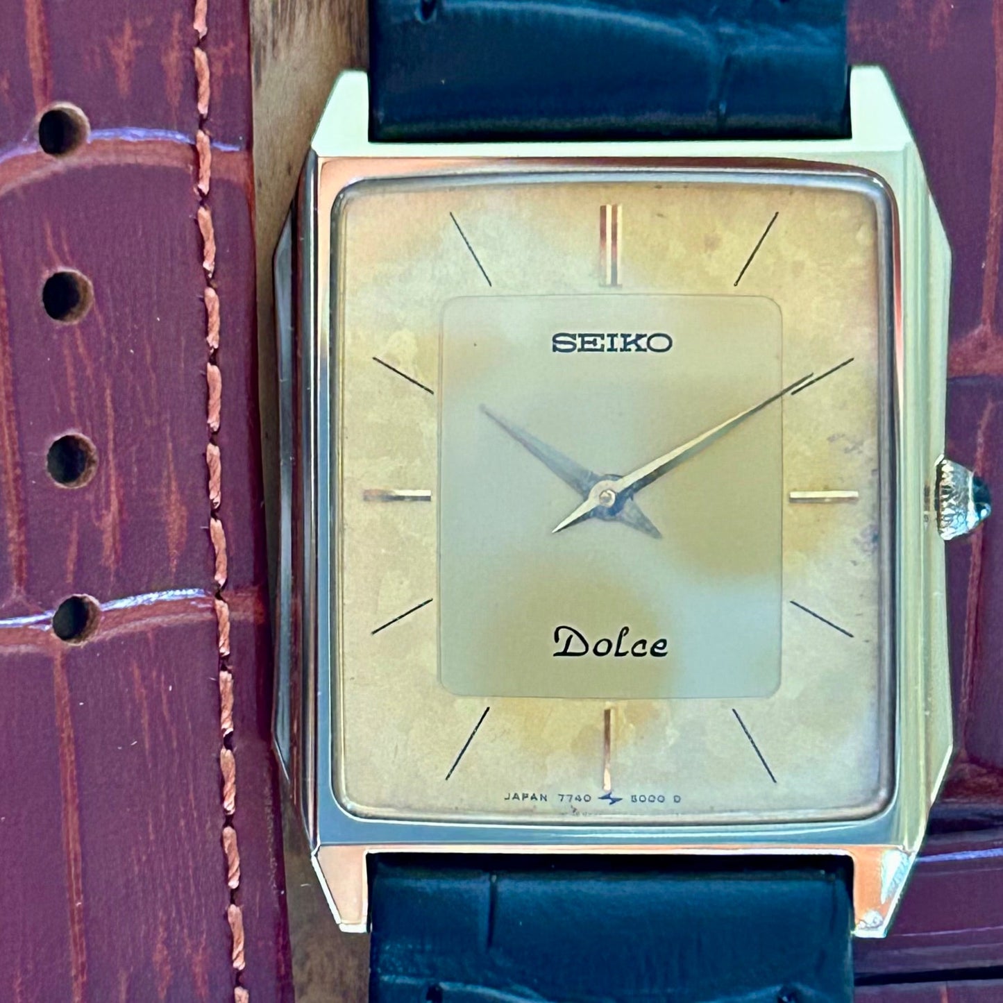 Vintage Seiko Dolce 7740-5000 Quartz Gold Flake January 1987 UK VINTAGE WATCH LTD