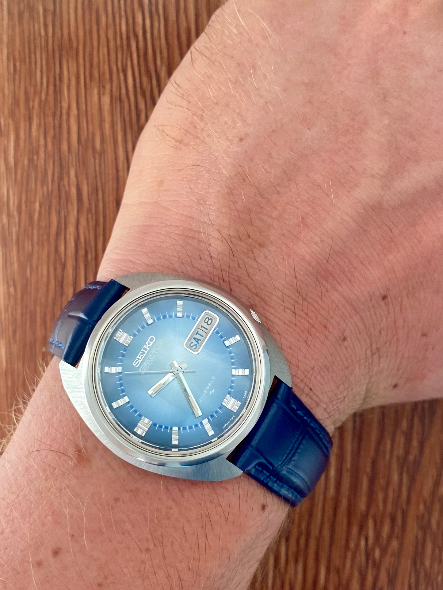 Vintage Seiko 5 Actus 7019-7210 Blue SERVICED Auto January 1974