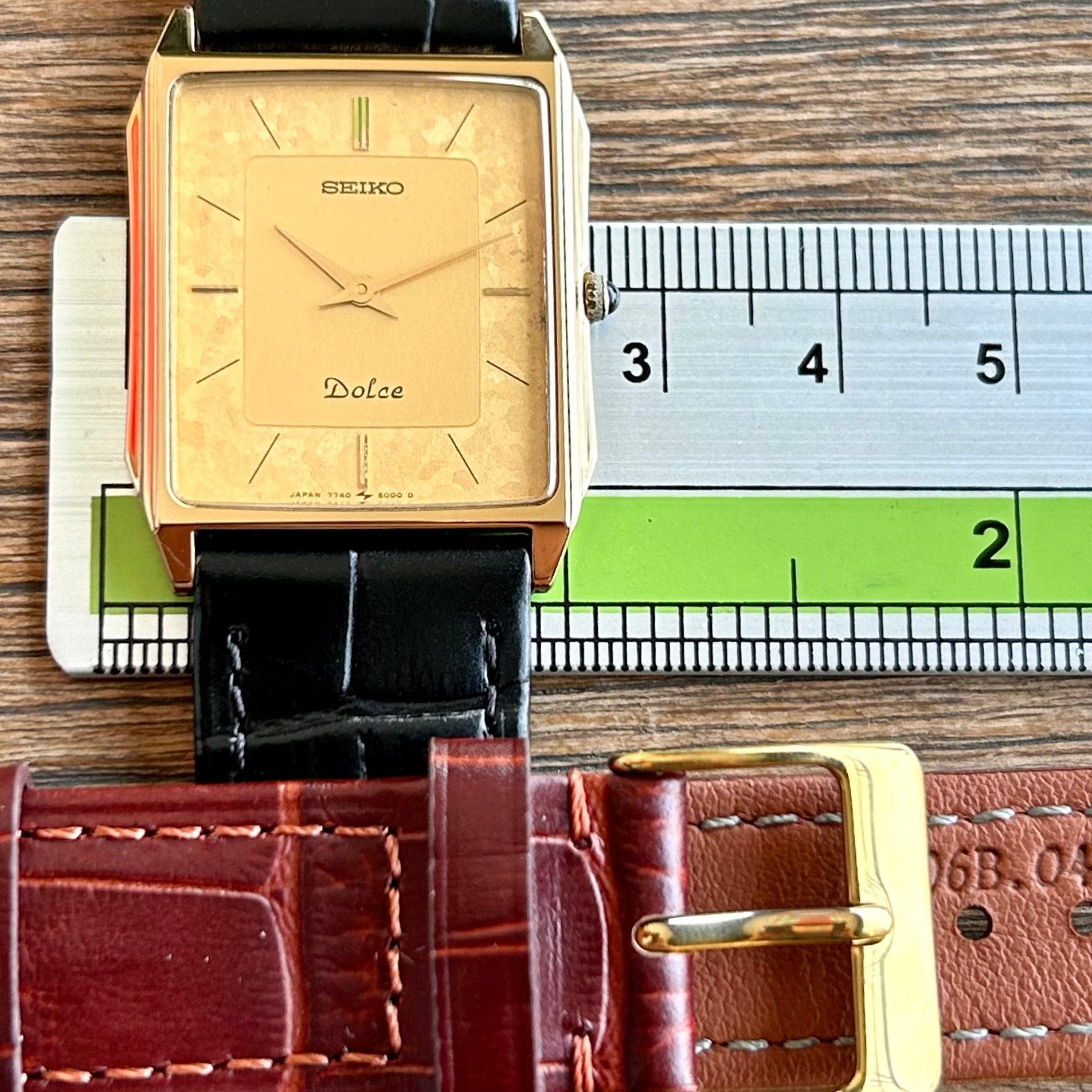 Vintage Seiko Dolce 7740-5000 Quartz Gold Flake January 1987 UK VINTAGE WATCH LTD