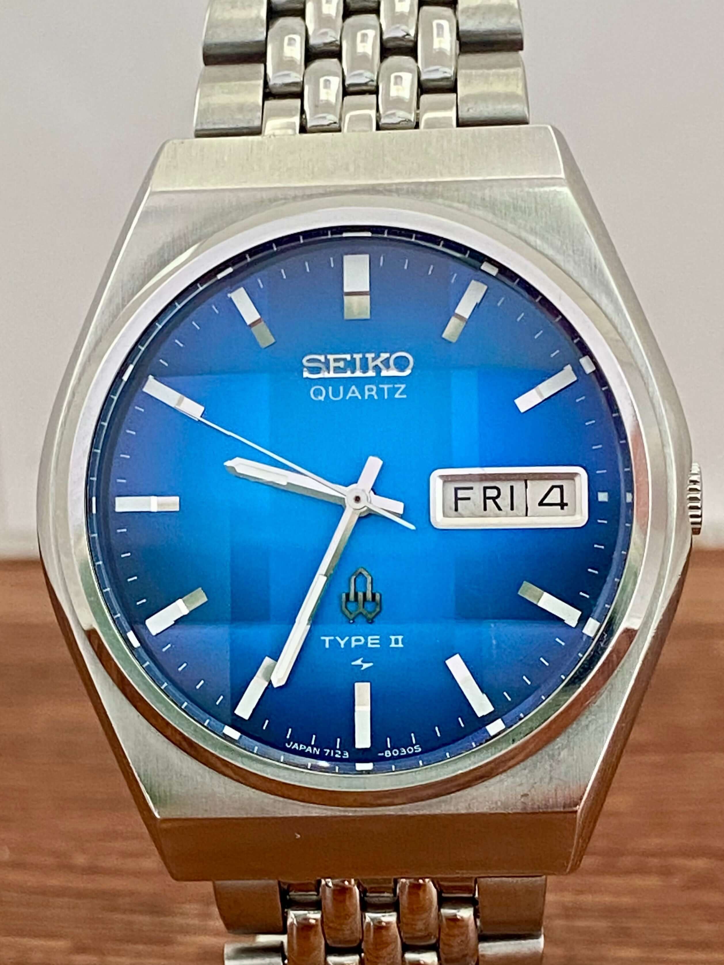 メンズ 【稼動品】 ヴィンテージ セイコー タイプII ブルー文字盤 7123 