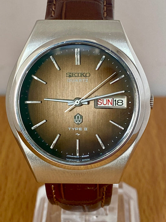 Vintage Seiko Quartz 4623-8010 Type II Chocolate Dial February 1976 UK VINTAGE WATCH LTD