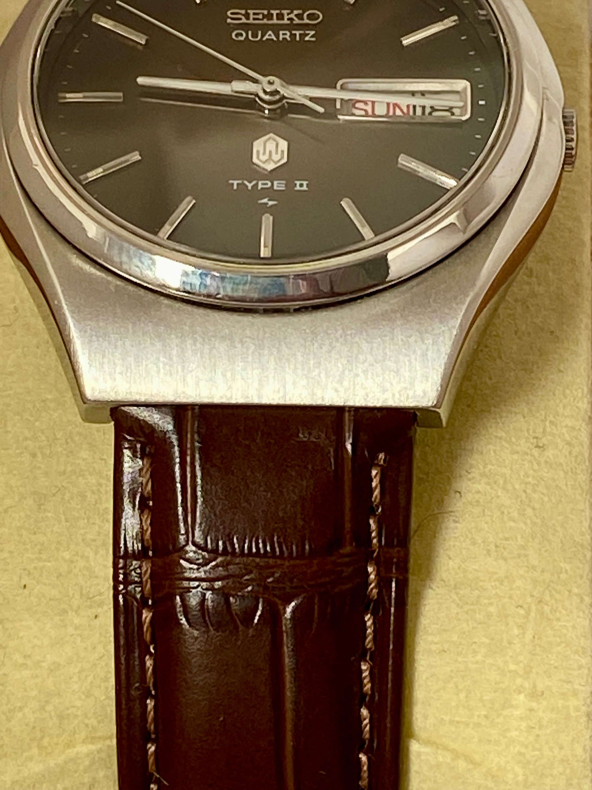Vintage Seiko Quartz 4623-8010 Type II Chocolate Dial February 1976 UK VINTAGE WATCH LTD