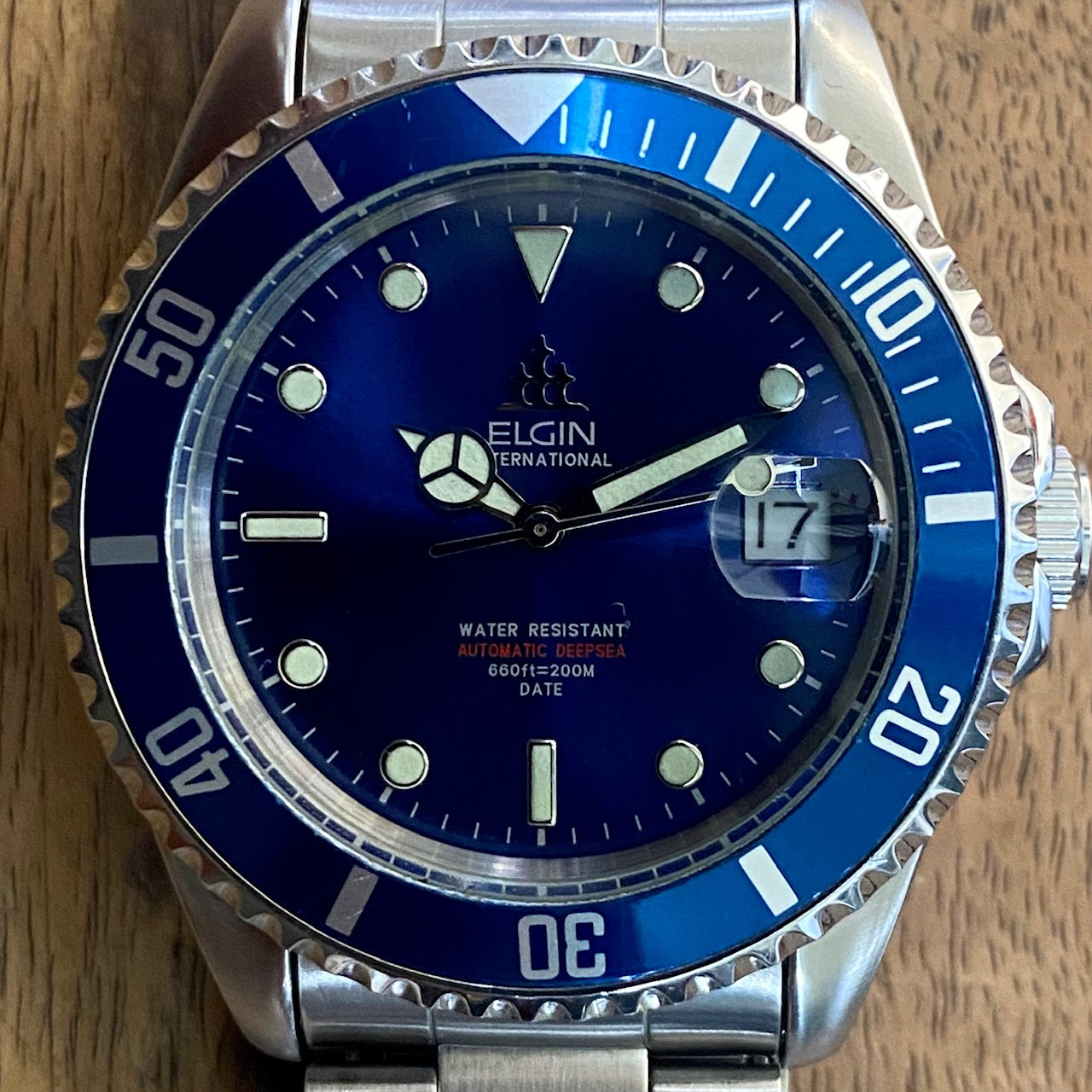 COMING SOON! SERVICED Vintage September 1990 Elgin Deep Sea International FL-531N-SL Blue Automatic Diving Watch - PRE-ORDER NOW!