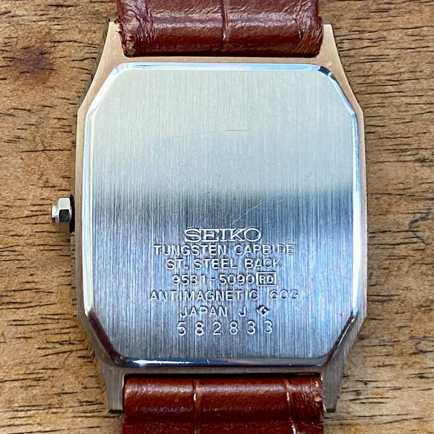 Vintage August 1985 Seiko Dolce Tank 9531-5090 Tungsten Carbide - Minty