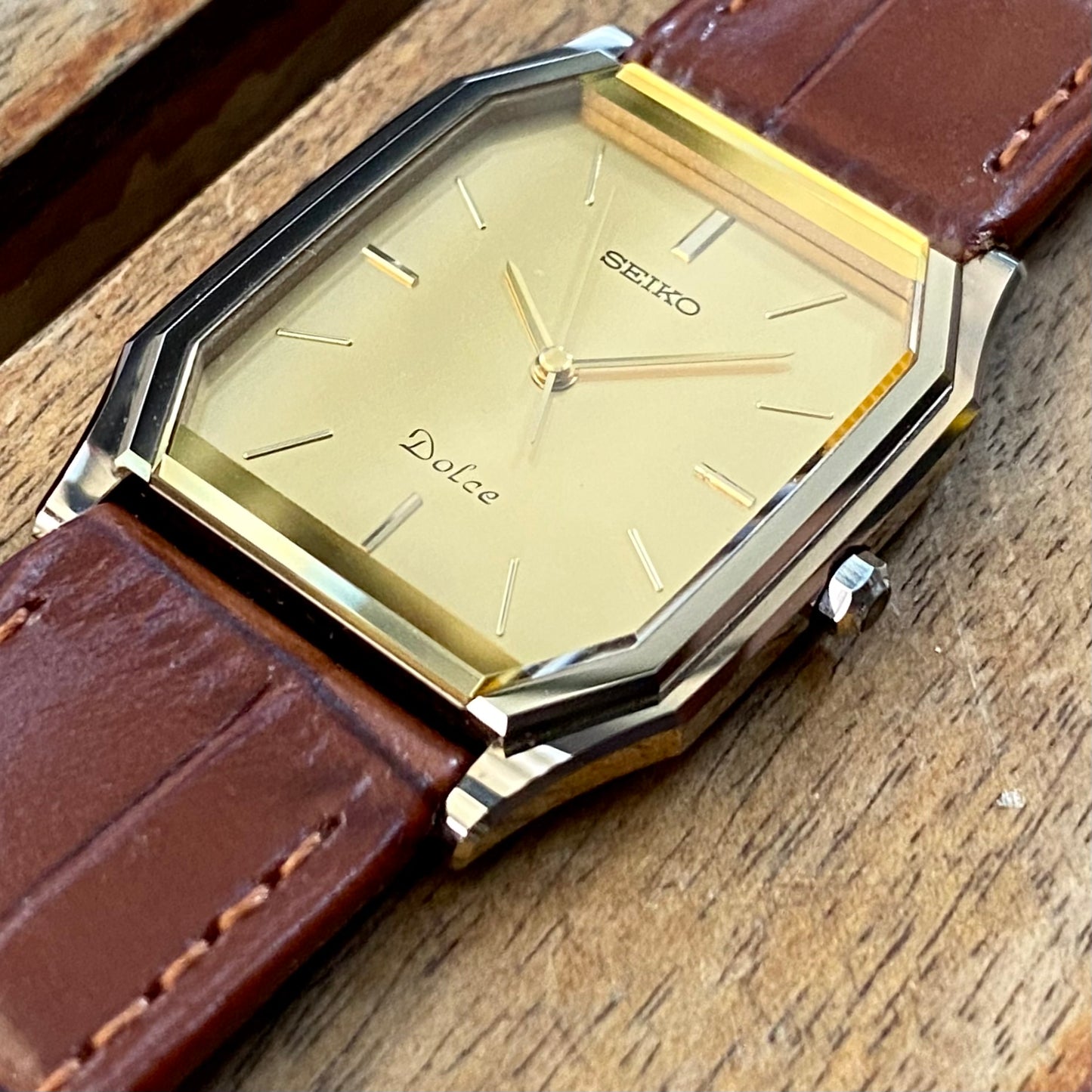 Vintage August 1985 Seiko Dolce Tank 9531-5090 Tungsten Carbide - Minty