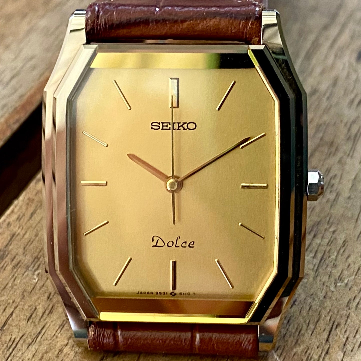 Vintage August 1985 Seiko Dolce Tank 9531-5090 Tungsten Carbide - Minty