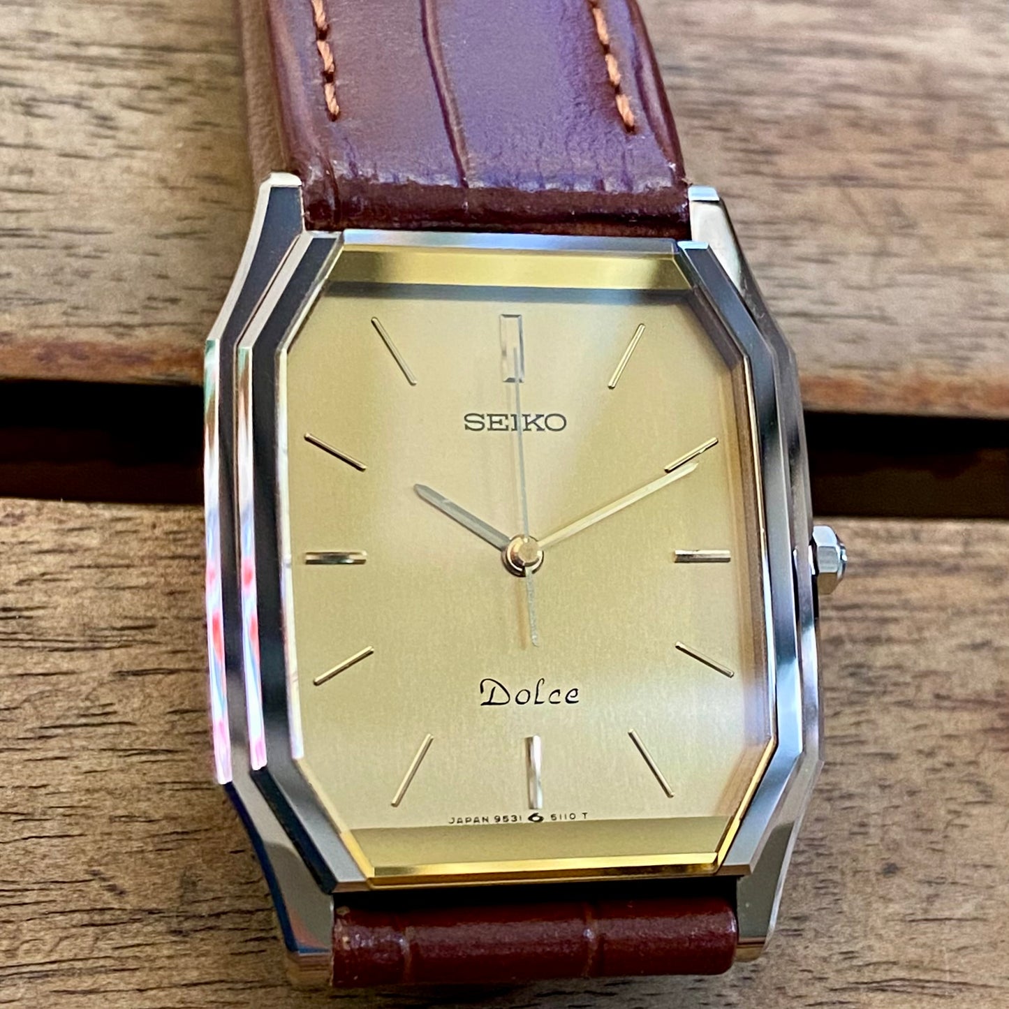 Vintage August 1985 Seiko Dolce Tank 9531-5090 Tungsten Carbide - Minty