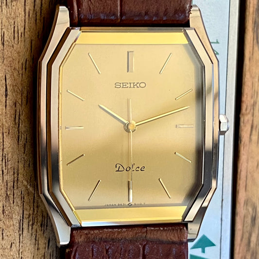Vintage August 1985 Seiko Dolce Tank 9531-5090 Tungsten Carbide - Minty
