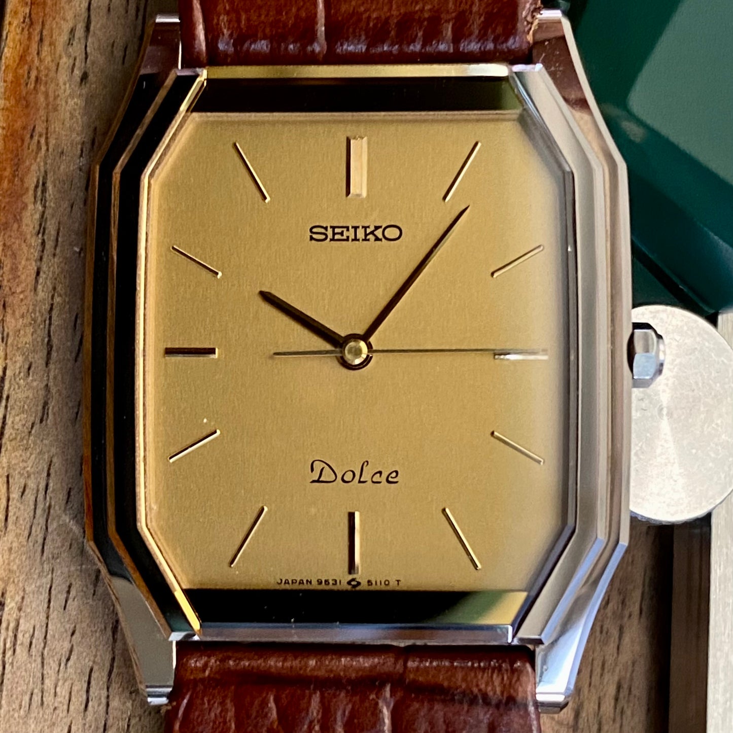 Vintage August 1985 Seiko Dolce Tank 9531-5090 Tungsten Carbide - Minty