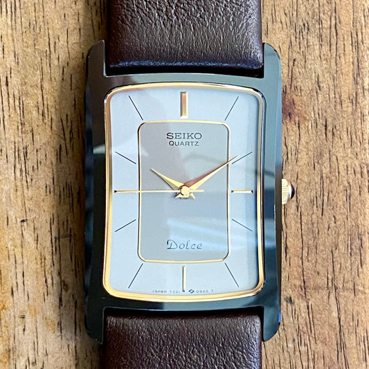 Mint Condition Vintage February 1985 Seiko Dolce Quartz Tank 7321-5490   Ceramics