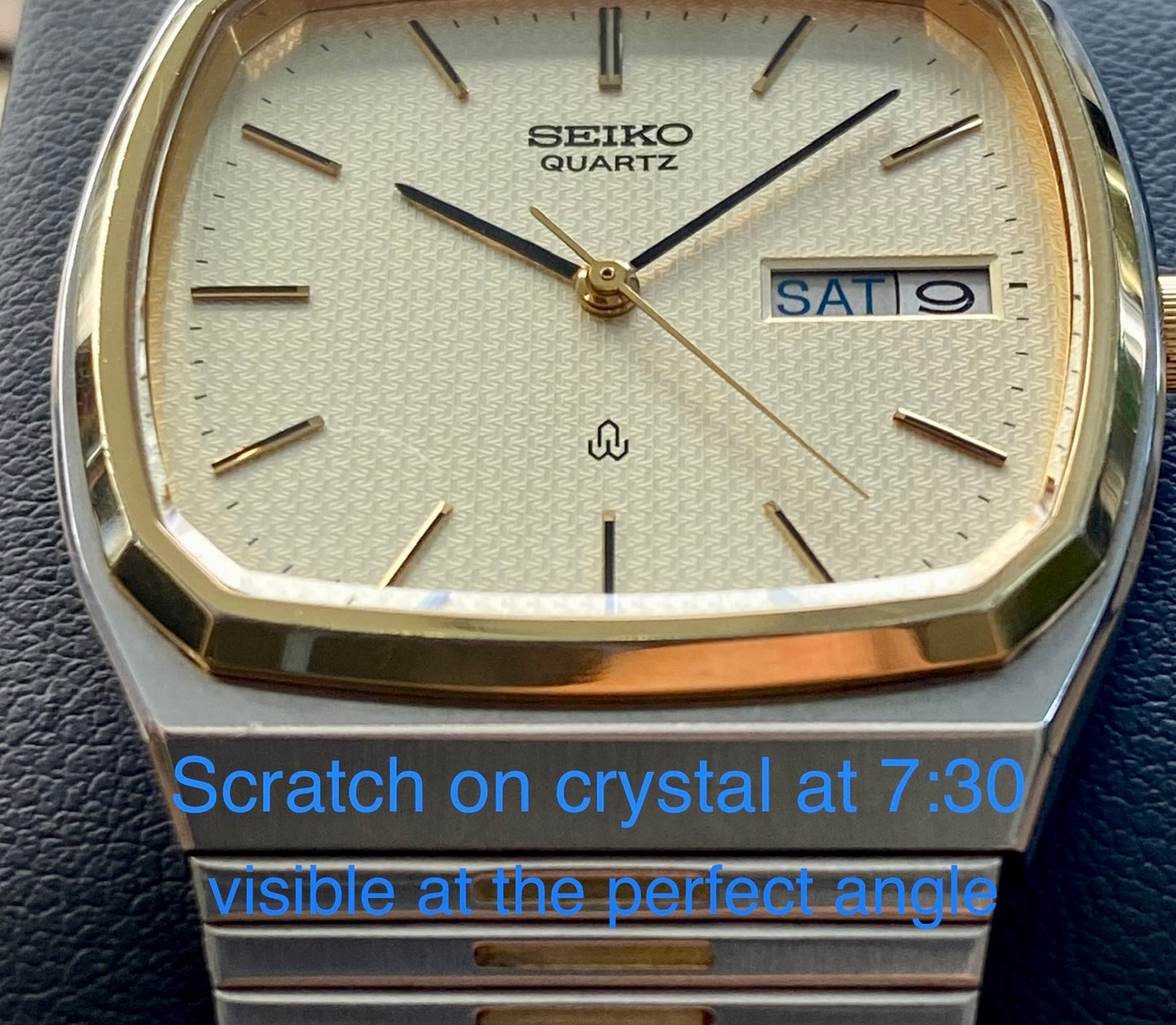 Vintage October 1990 Seiko Quartz Tank 5933-5040 2-Tone Champagne Waffle
