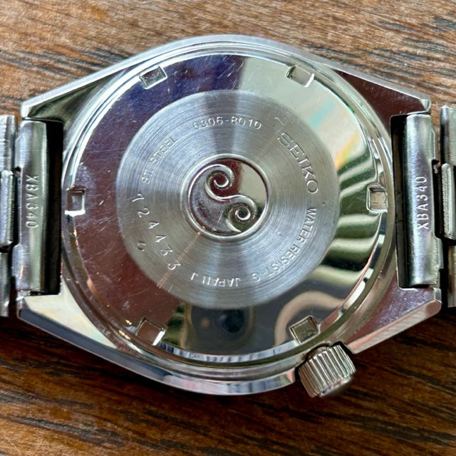 Vintage Seiko Actus Silver Wave 6306-8010 SERVICED, Blue Waffle February 1977 UK VINTAGE WATCH LTD