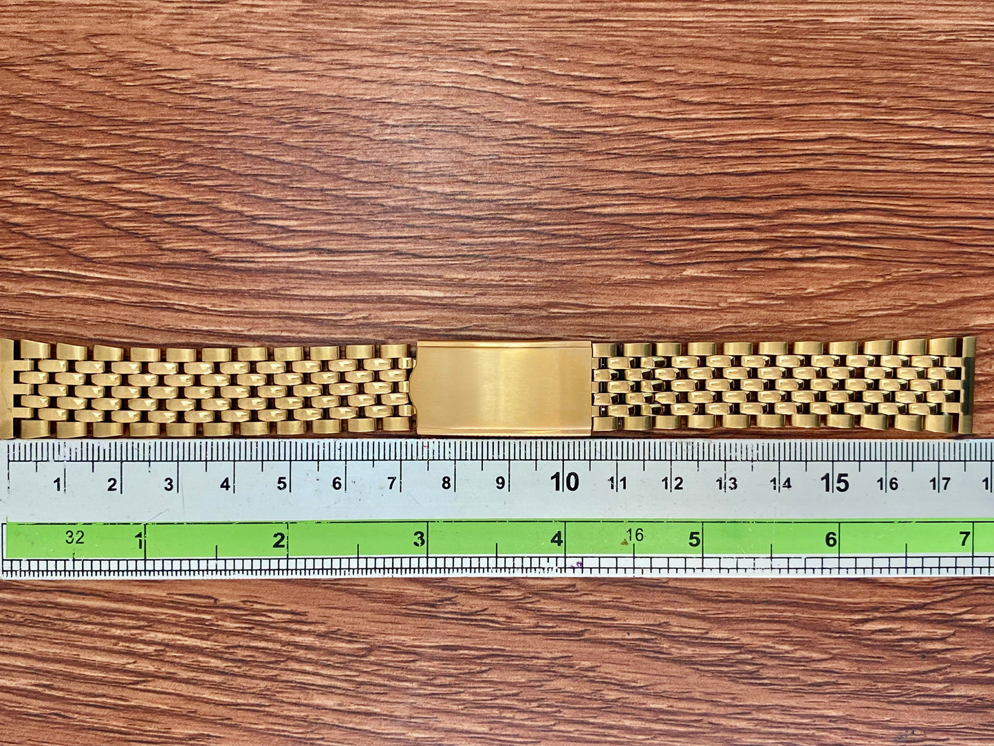 18mm Gold Tone Beads of Rice Watch Bracelet with Straight Ends UK VINTAGE WATCH LTD