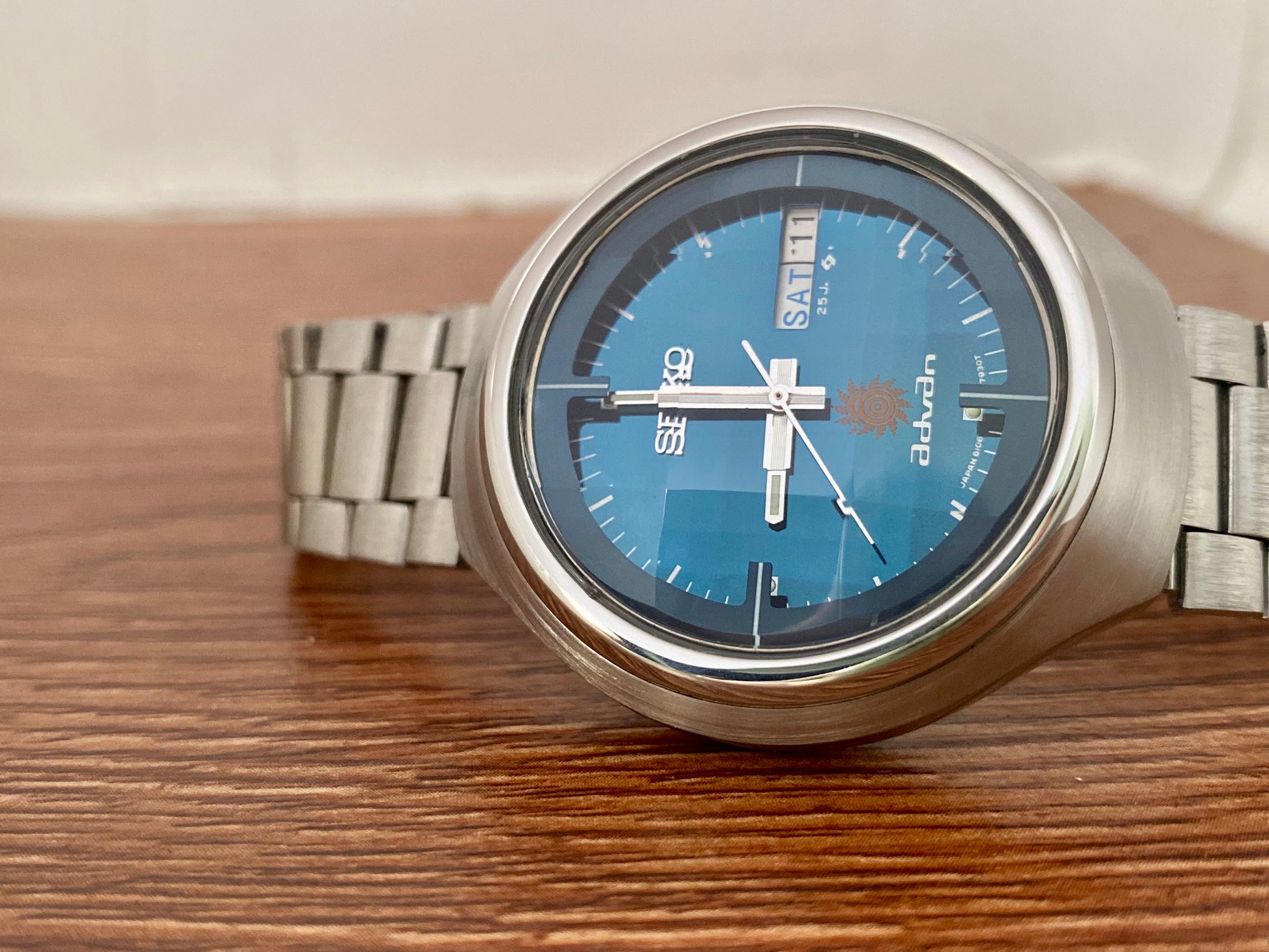 Rare Seiko Advan 6106-7680 Ocean Blue Dial, SERVICED Auto, May 1973 UK VINTAGE WATCH LTD