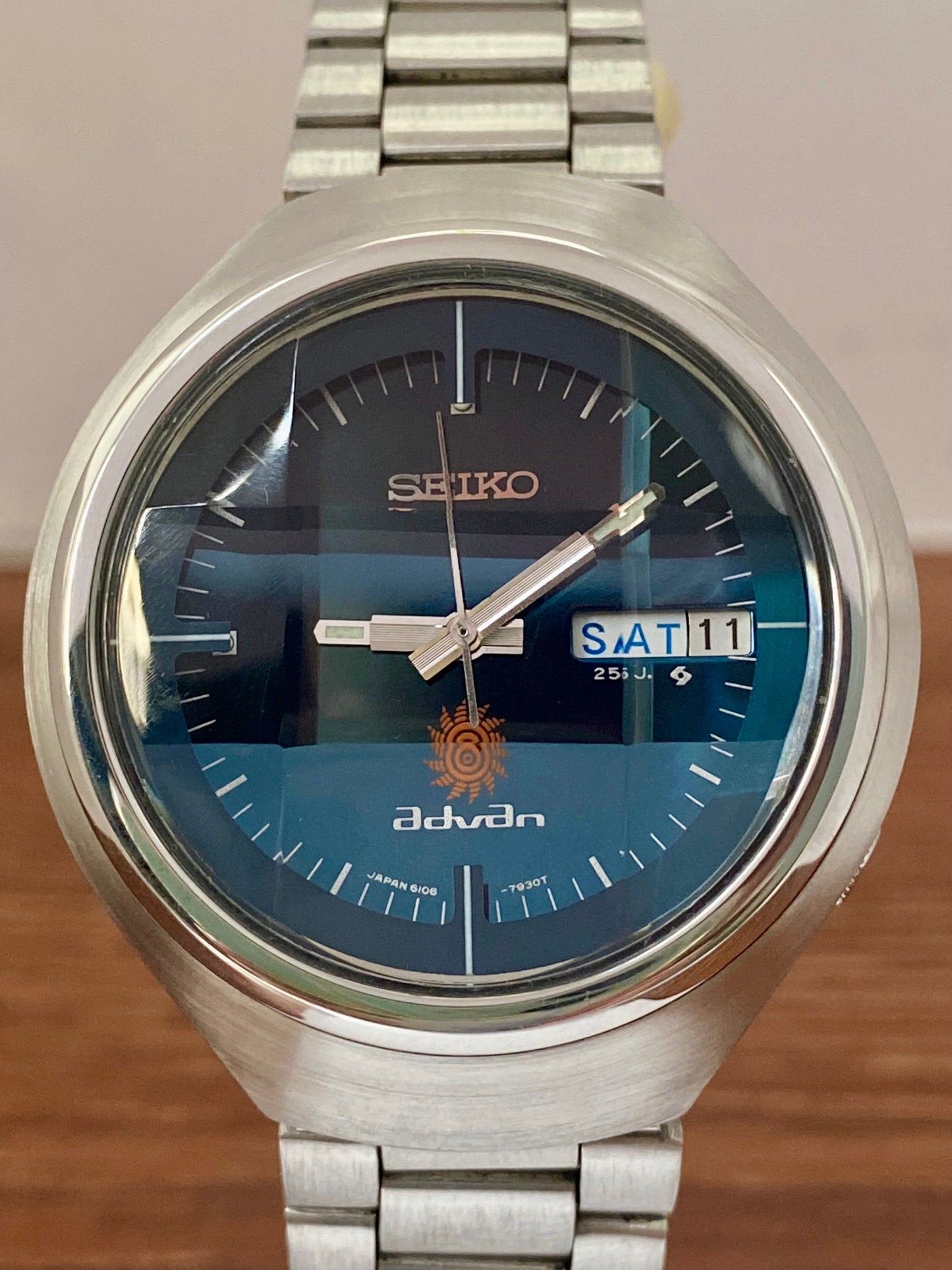 Rare Seiko Advan 6106-7680 Ocean Blue Dial, SERVICED Auto, May 1973 UK VINTAGE WATCH LTD