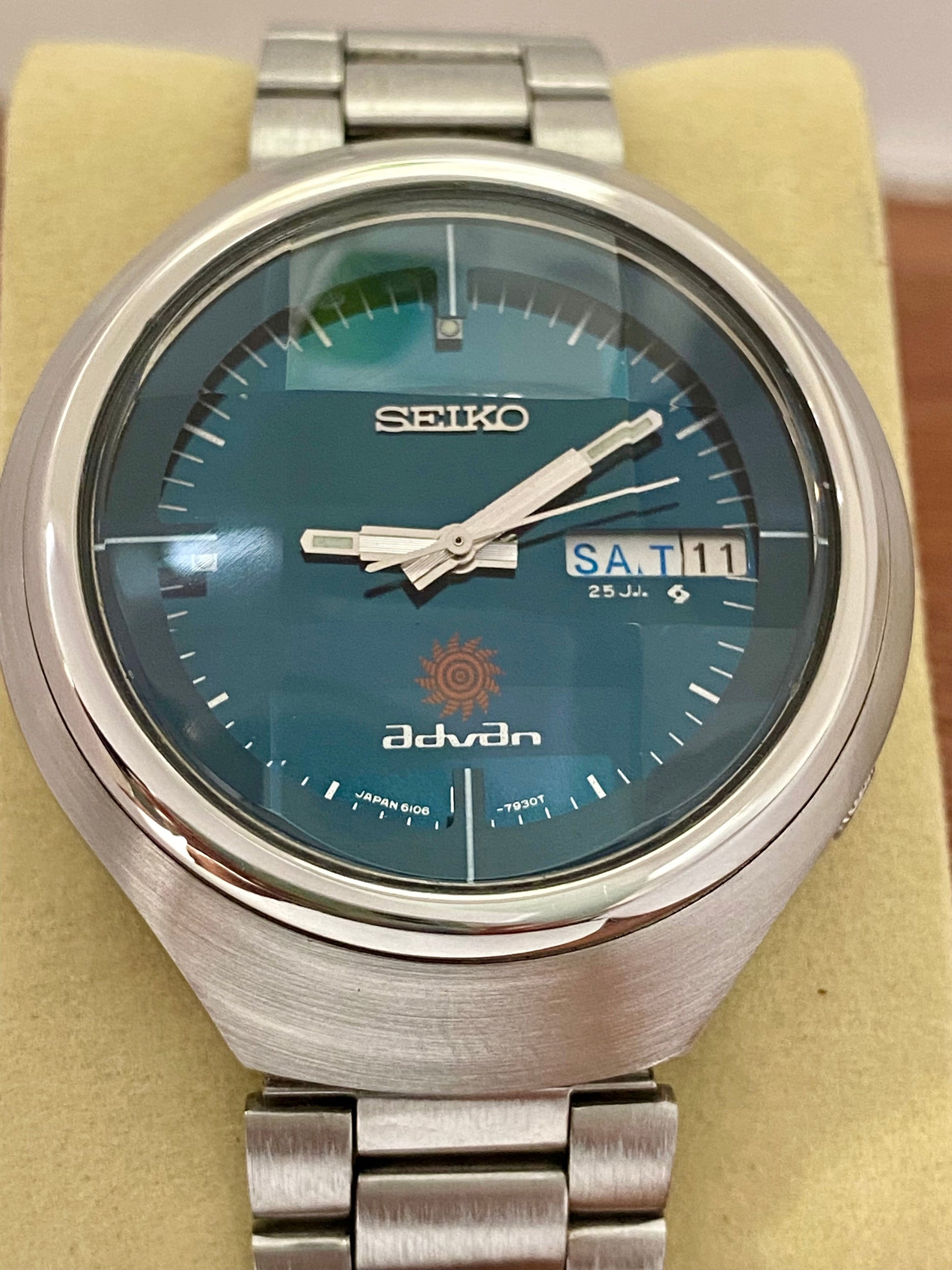 Rare Seiko Advan 6106-7680 Ocean Blue Dial, SERVICED Auto, May 1973 UK VINTAGE WATCH LTD