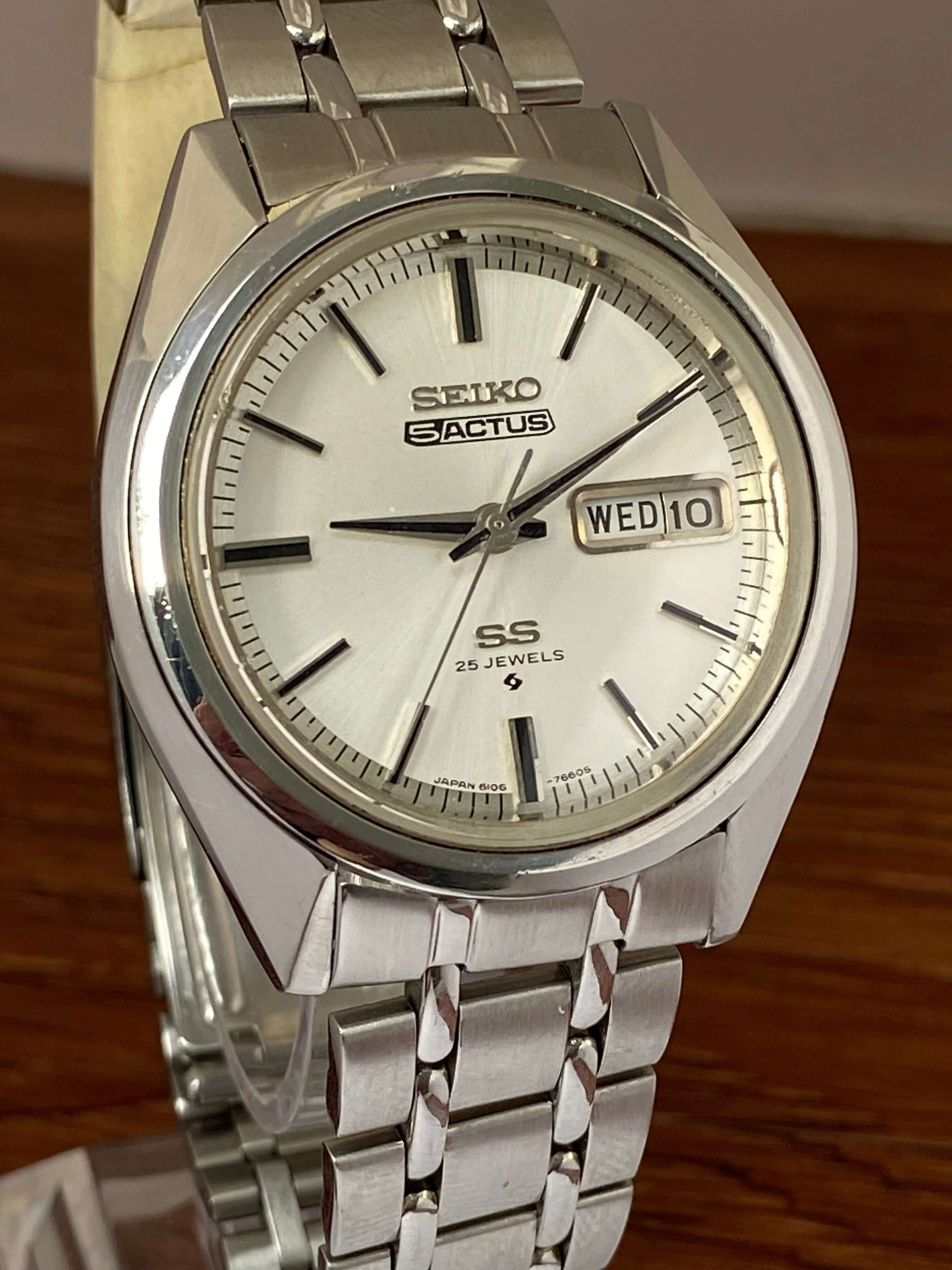 Vintage Seiko 5 SS Actus 6106-7510 Serviced Auto, May 1973 – UK