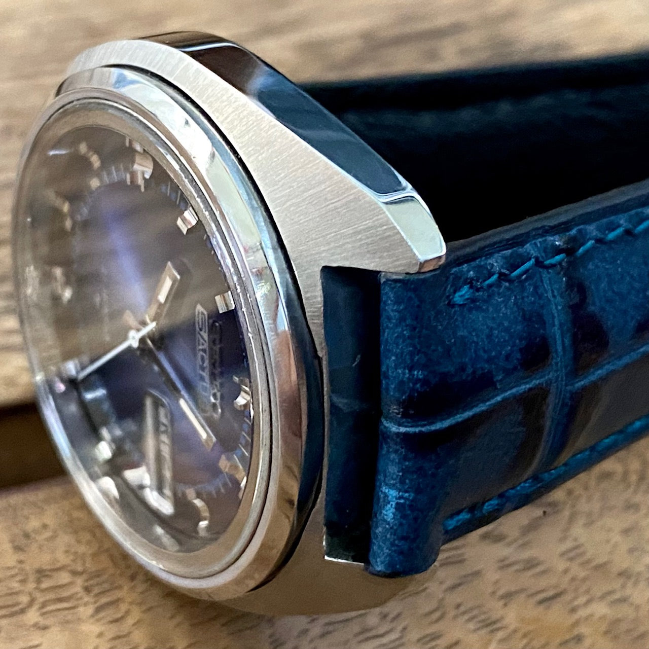 Vintage Seiko 5 Actus 7019-7210 Blue  SERVICED Auto November 1973 UK VINTAGE WATCH LTD