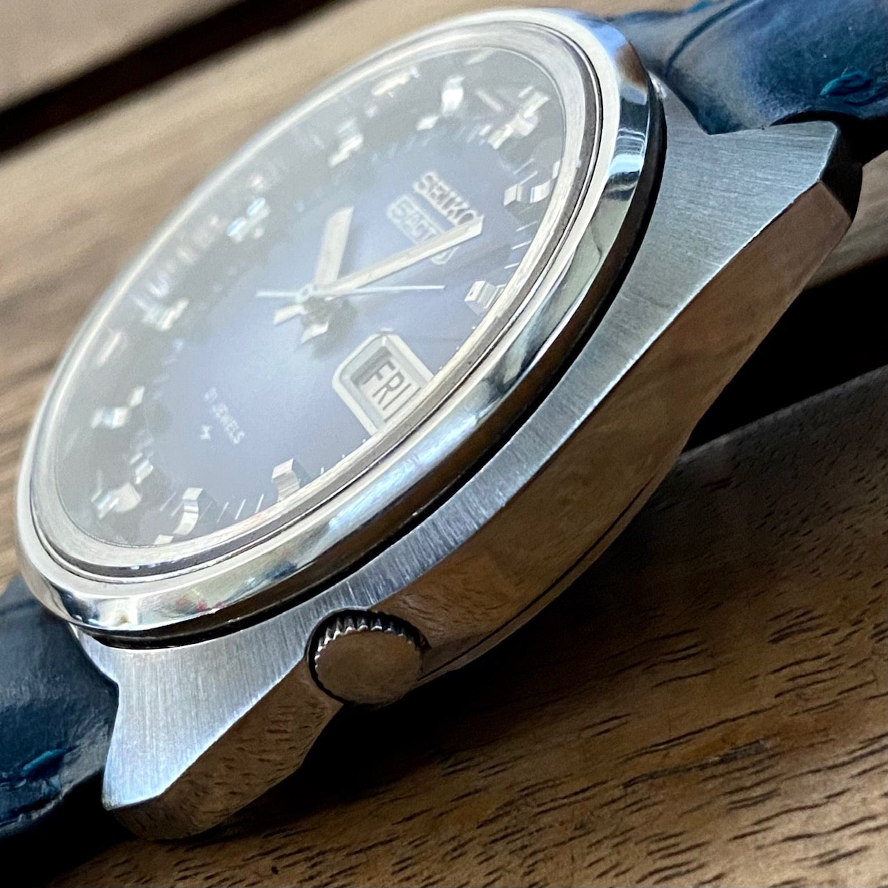 Vintage Seiko 5 Actus 7019-7210 Blue  SERVICED Auto November 1973 UK VINTAGE WATCH LTD