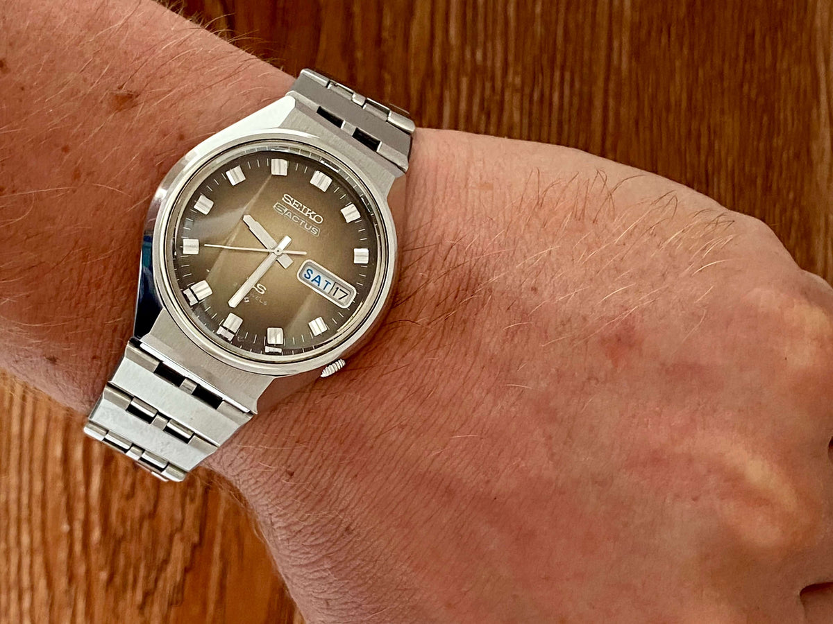 Vintage Seiko 5 Actus 6106-7690 SS SERVICED Brown Dial, February 1975