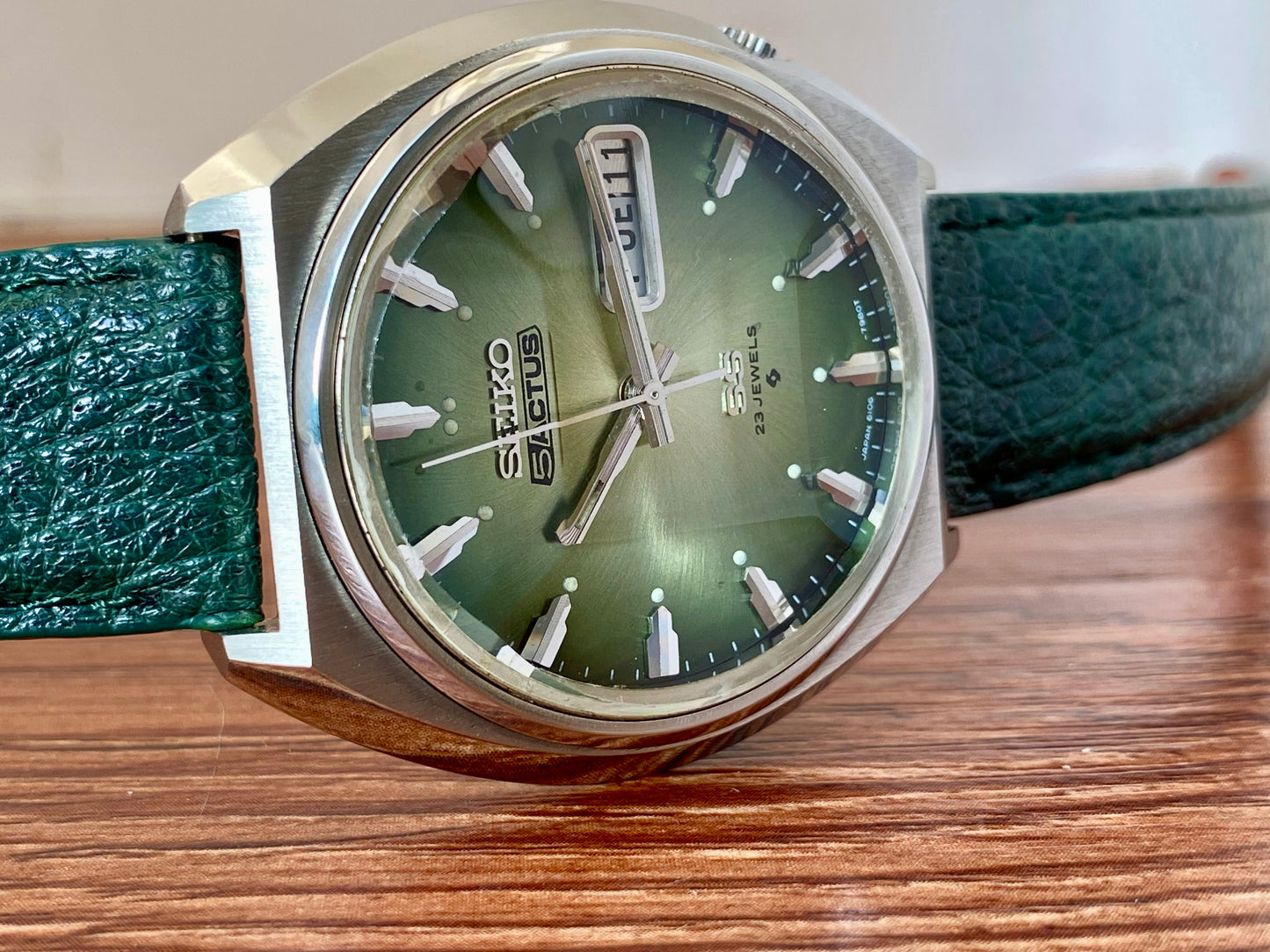 Seiko 5 Actus SS 6106-7700 Green SERVICED Auto, February 1974 UK VINTAGE WATCH LTD