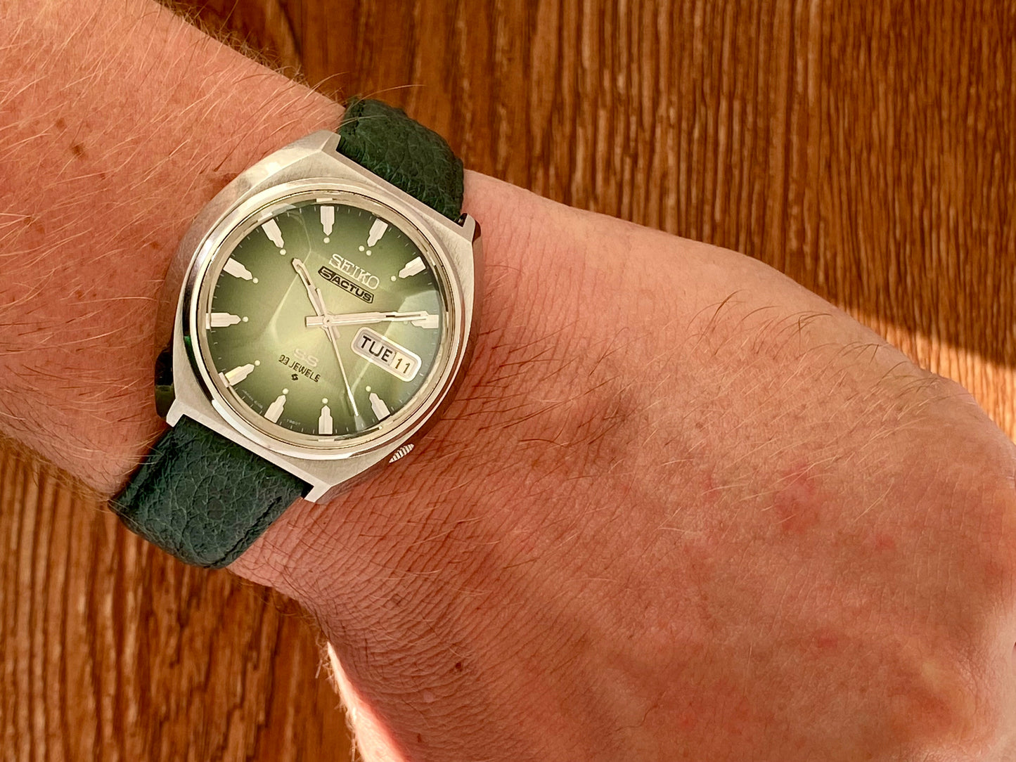 Seiko 5 Actus SS 6106-7700 Green SERVICED Auto, February 1974 UK VINTAGE WATCH LTD