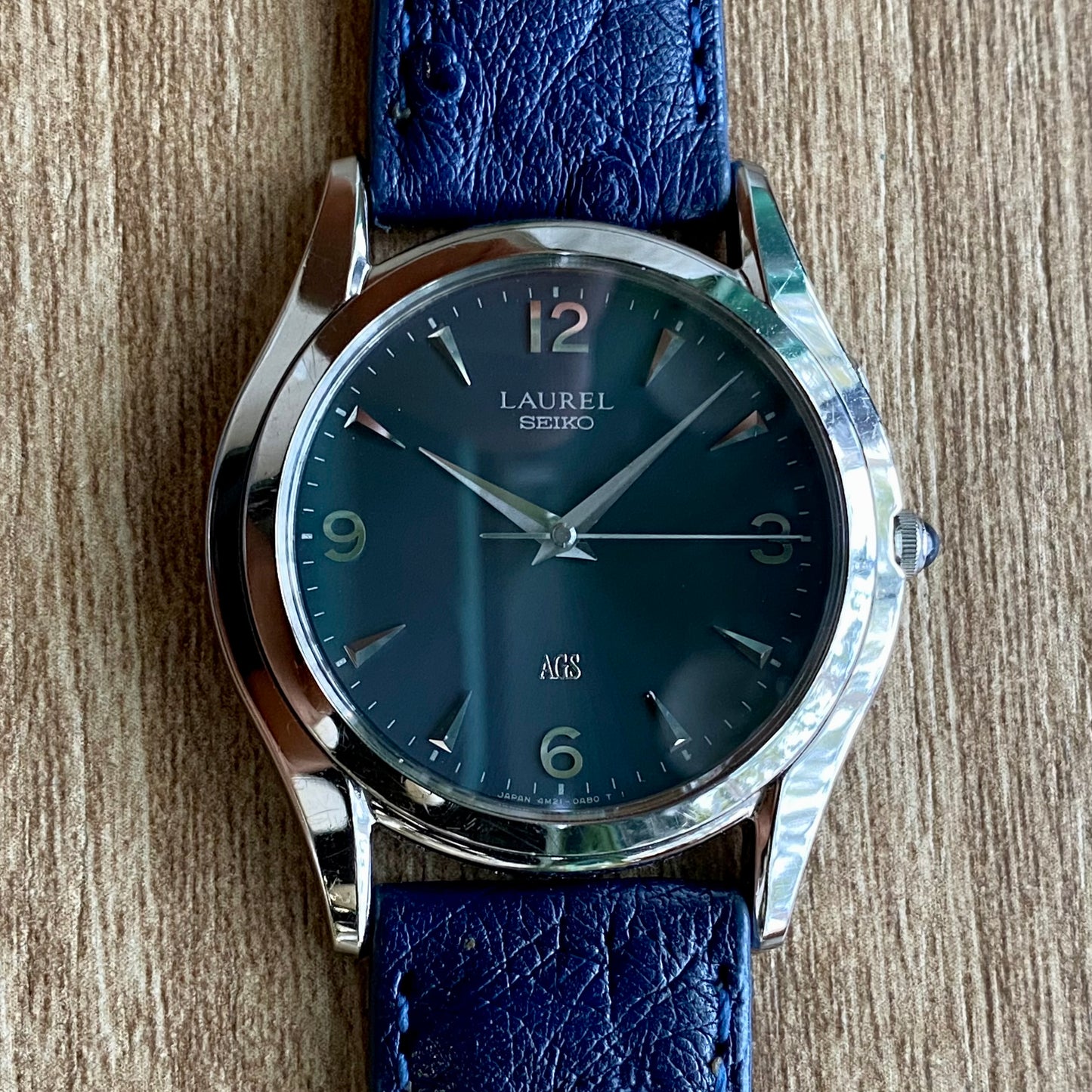 RARE Vintage September 1995 Seiko Laurel AGS 4M21-0A60 - Midnight Blue Dial - UK VINTAGE WATCH LTD