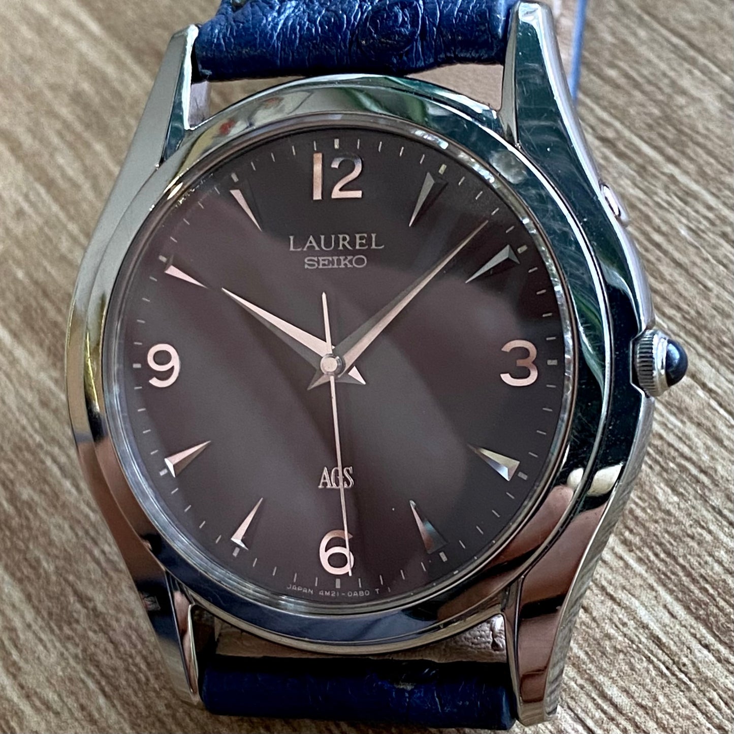RARE Vintage September 1995 Seiko Laurel AGS 4M21-0A60 - Midnight Blue Dial - UK VINTAGE WATCH LTD