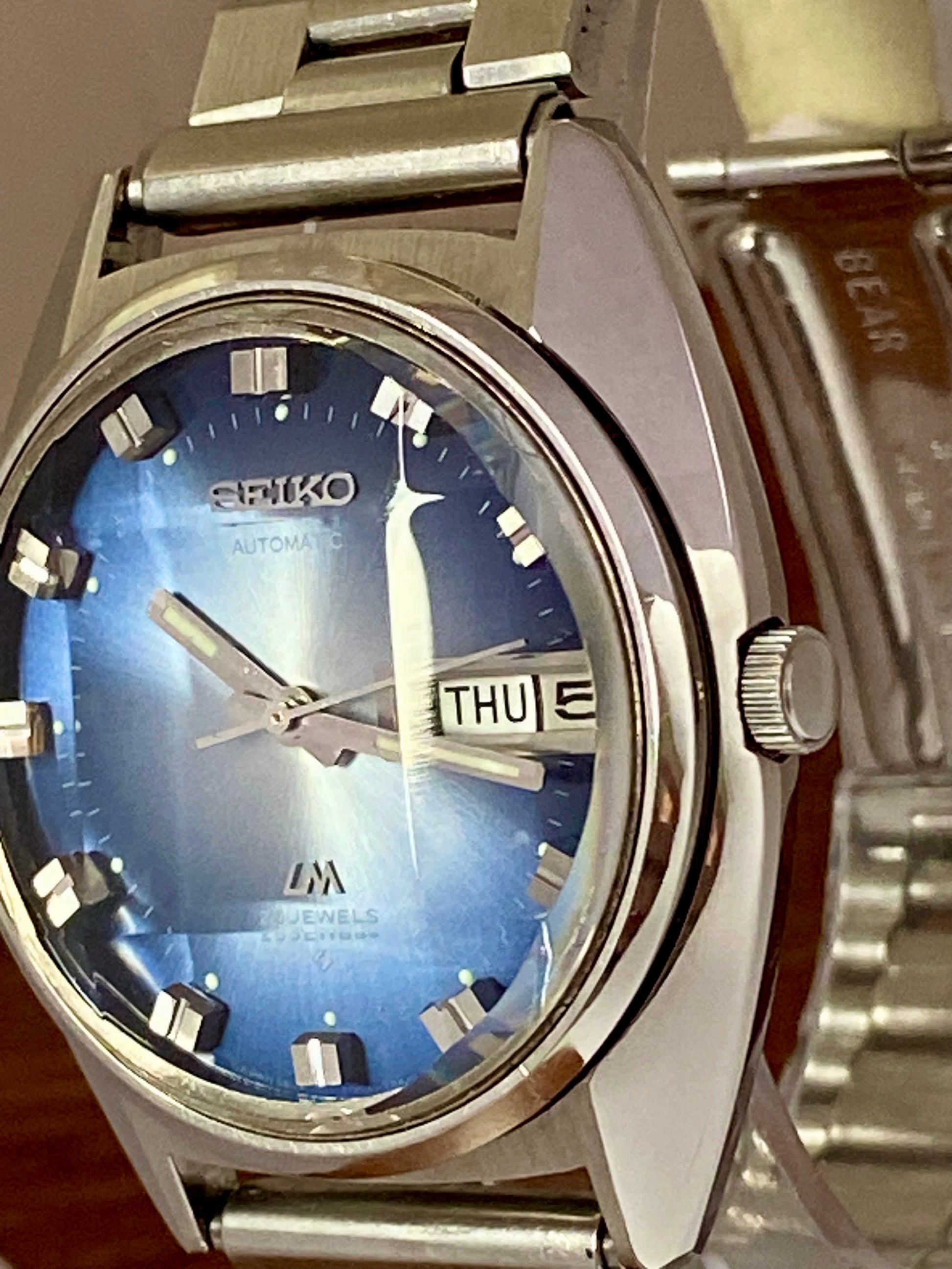 Vintage Seiko Lord Matic 5606-7231 Blue Serviced Automatic, June 1974 UK VINTAGE WATCH LTD