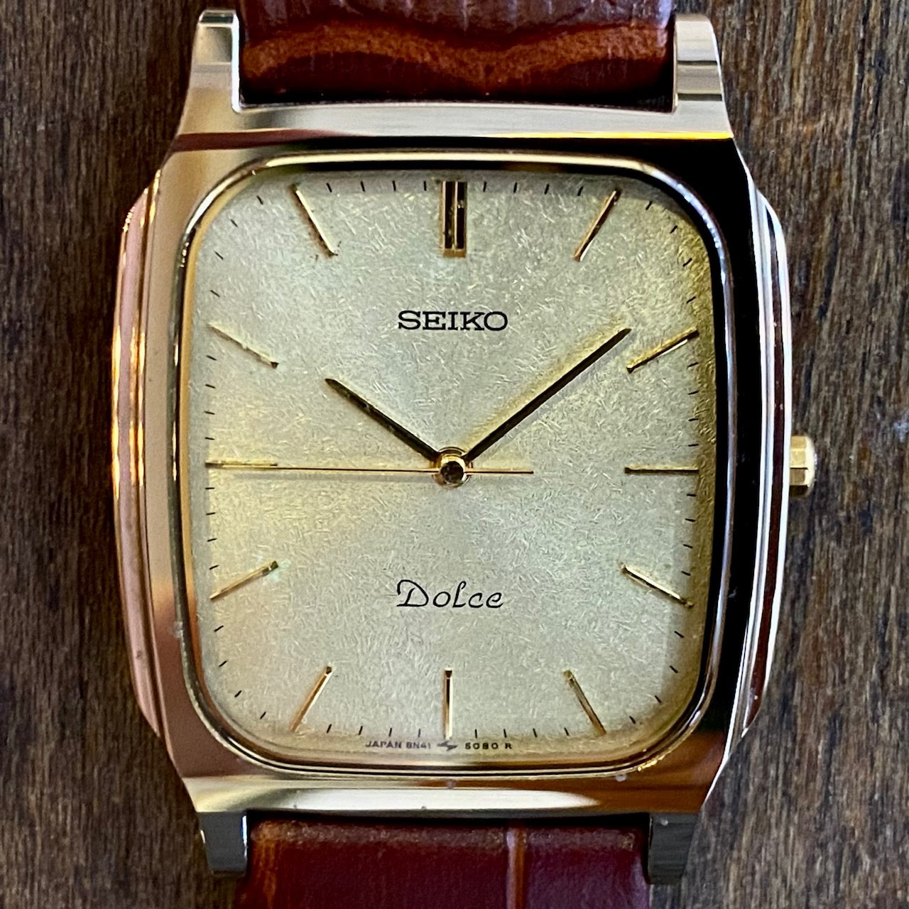 Vintage Seiko Quartz Dolce Tank 8N41-5070, Tungsten, May 1990 UK VINTAGE WATCH LTD