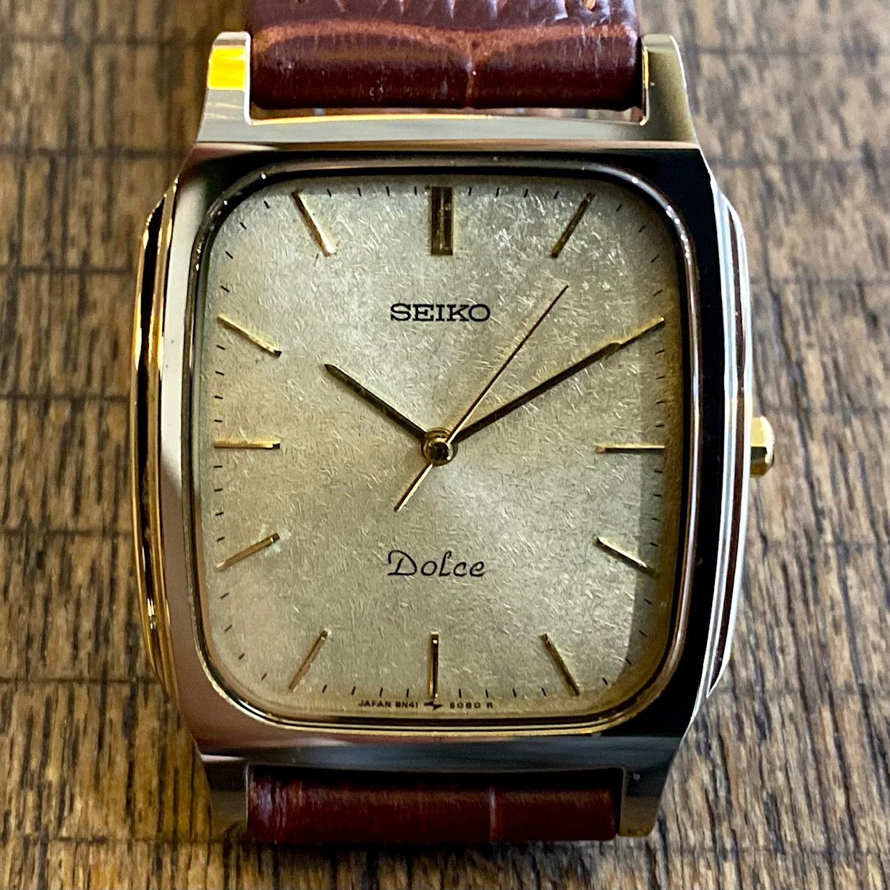 Vintage Seiko Quartz Dolce Tank 8N41-5070, Tungsten, May 1990 UK VINTAGE WATCH LTD