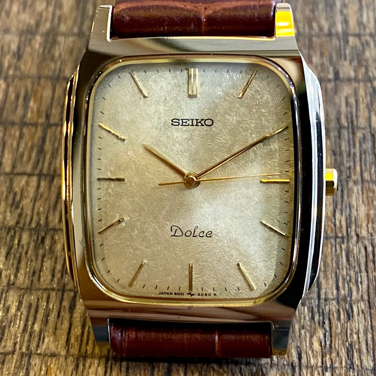 Vintage Seiko Quartz Dolce Tank 8N41-5070, Tungsten, May 1990 UK VINTAGE WATCH LTD