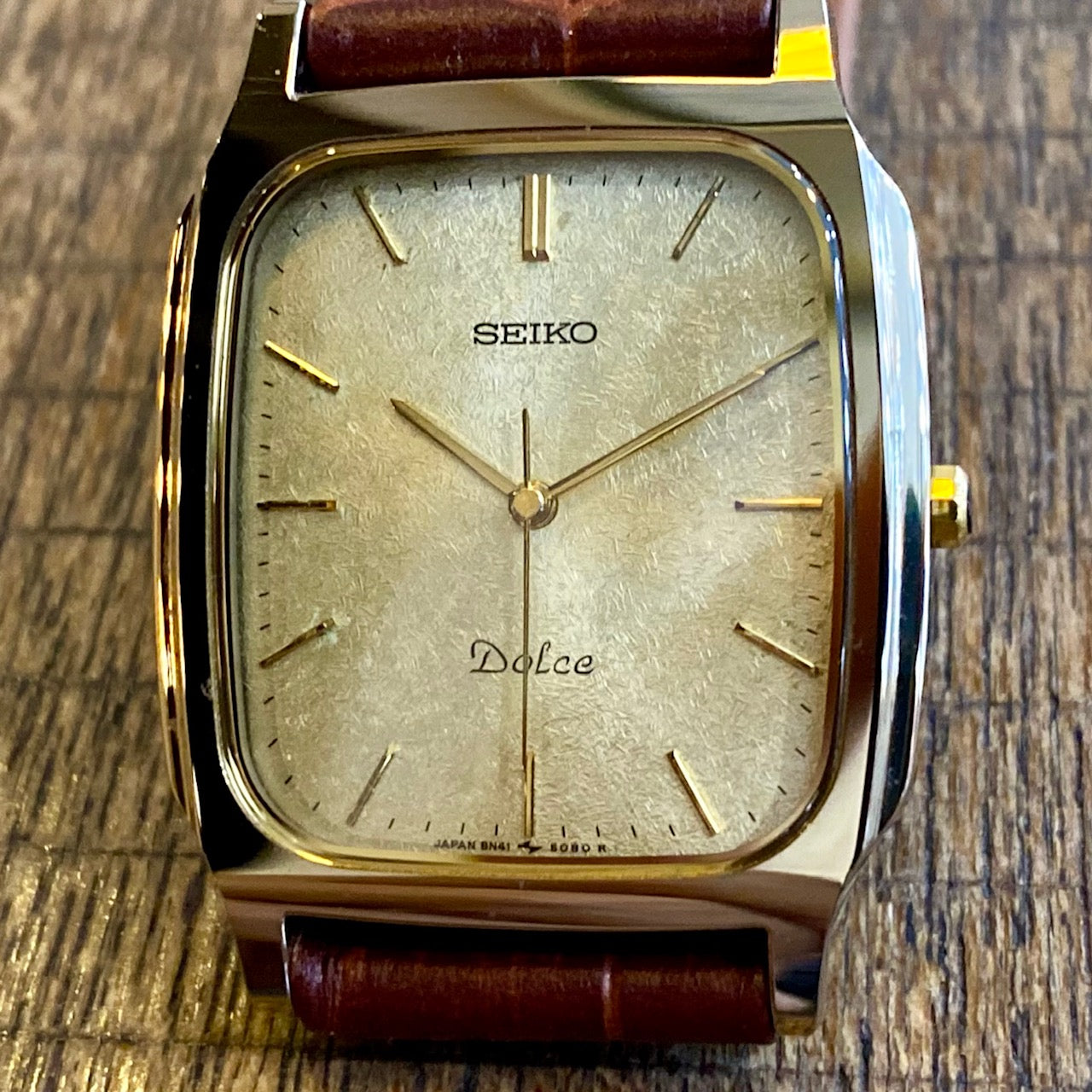 Vintage Seiko Quartz Dolce Tank 8N41-5070, Tungsten, May 1990 UK VINTAGE WATCH LTD