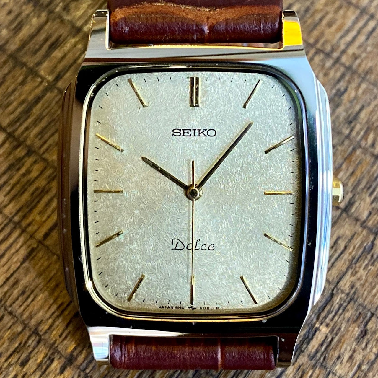 Vintage Seiko Quartz Dolce Tank 8N41-5070, Tungsten, May 1990 UK VINTAGE WATCH LTD