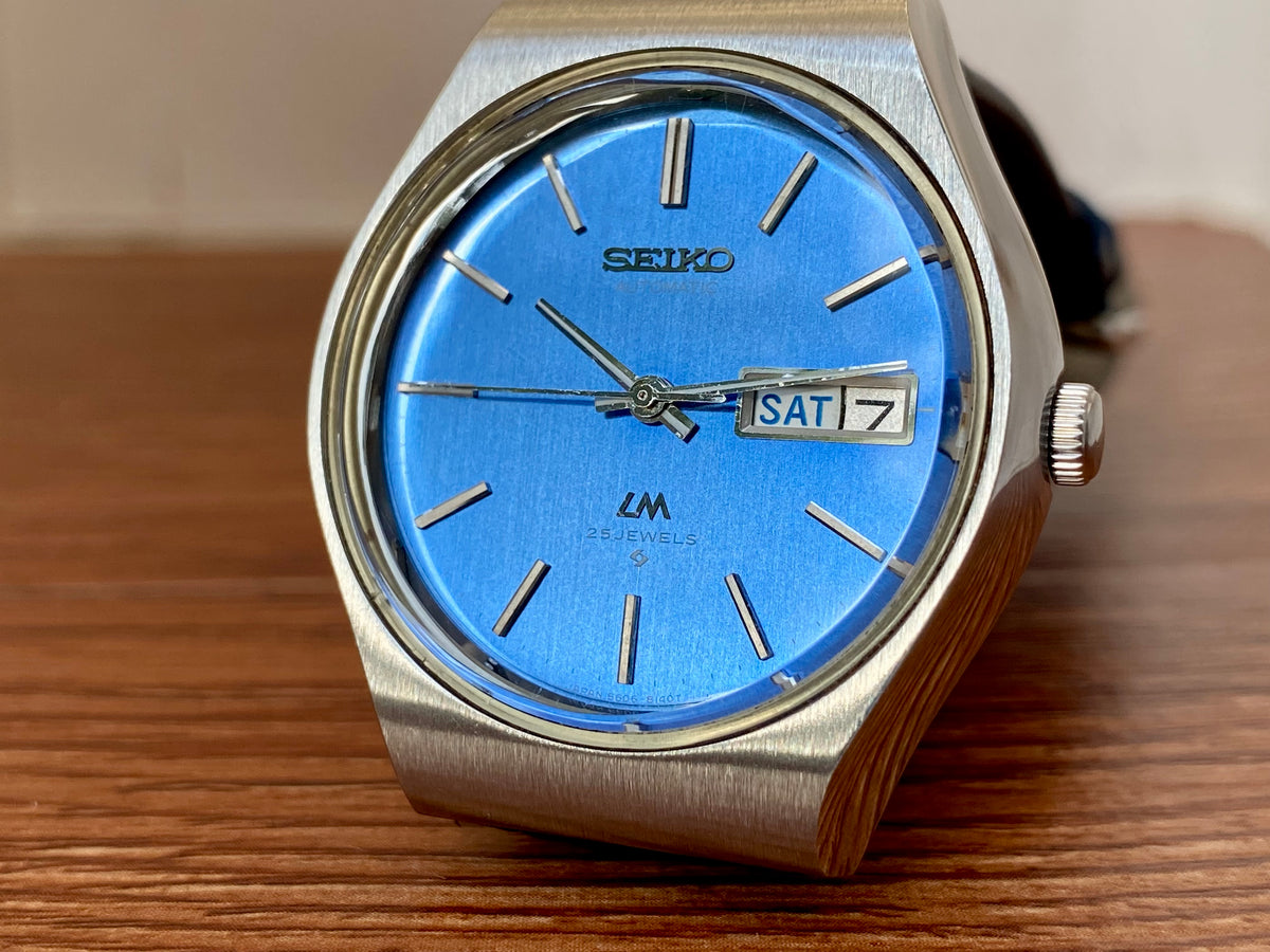 Vintage Seiko Lord Matic 5606-8100 Serviced Blue Tosca, October 1975