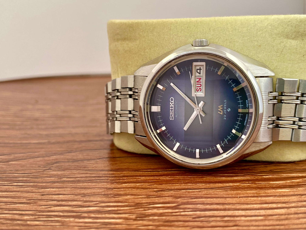 Vintage Seiko Lord Matic 5606-7280 Blue Serviced Automatic, June 1973