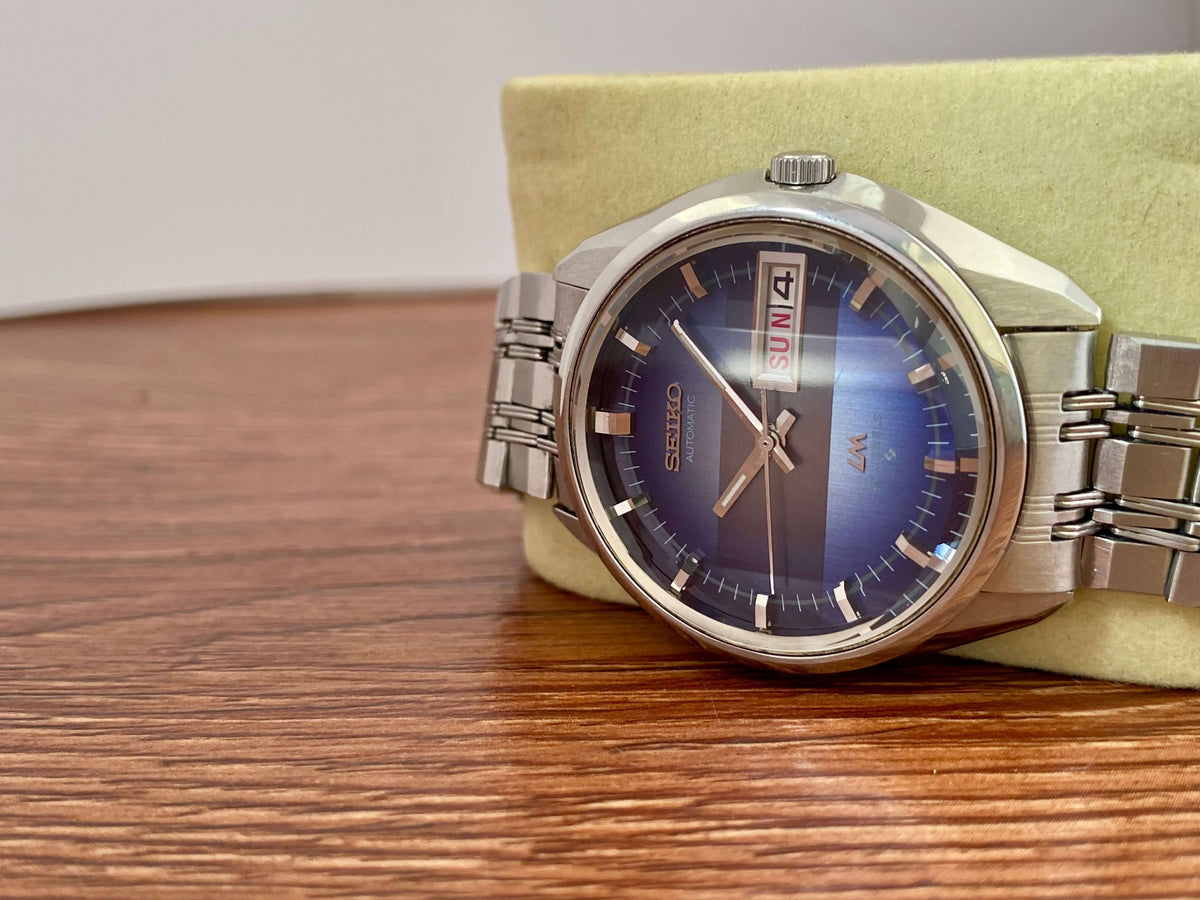 Vintage Seiko Lord Matic 5606-7280 Blue Serviced Automatic, June 1973