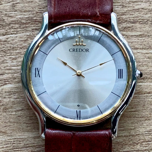 Vintage June 1991 Seiko Credor Quartz 5A74-0020 - 18K Gold Bezel - Pie Pan Dial with Cathedral Hands