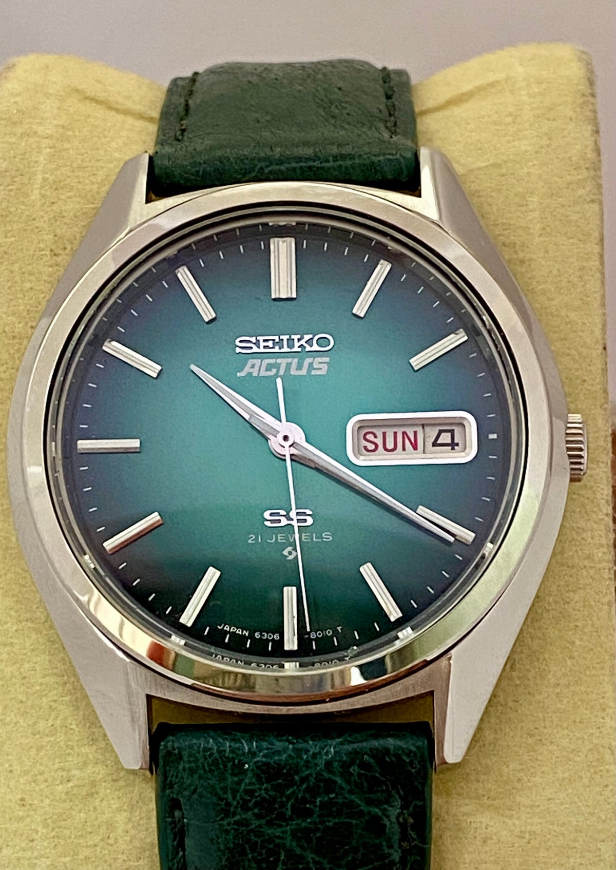 Vintage Seiko Actus SS 6306-8020 SERVICED Auto, Green, June 1976