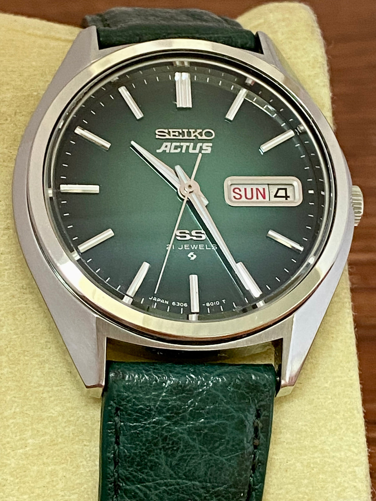 Vintage Seiko Actus SS 6306-8020 SERVICED Auto, Green, June 1976
