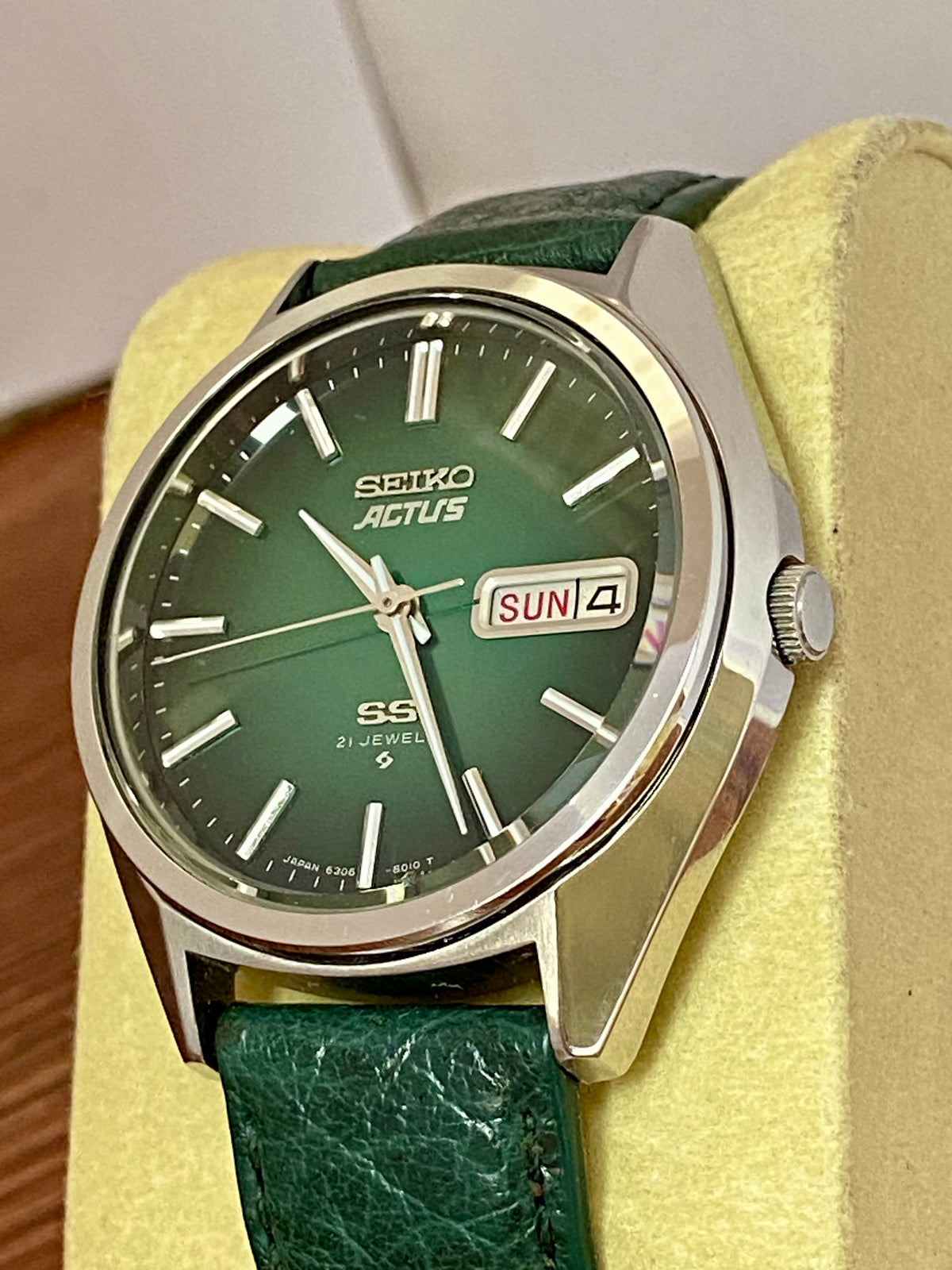 Vintage Seiko Actus SS 6306-8020 SERVICED Auto, Green, June 1976
