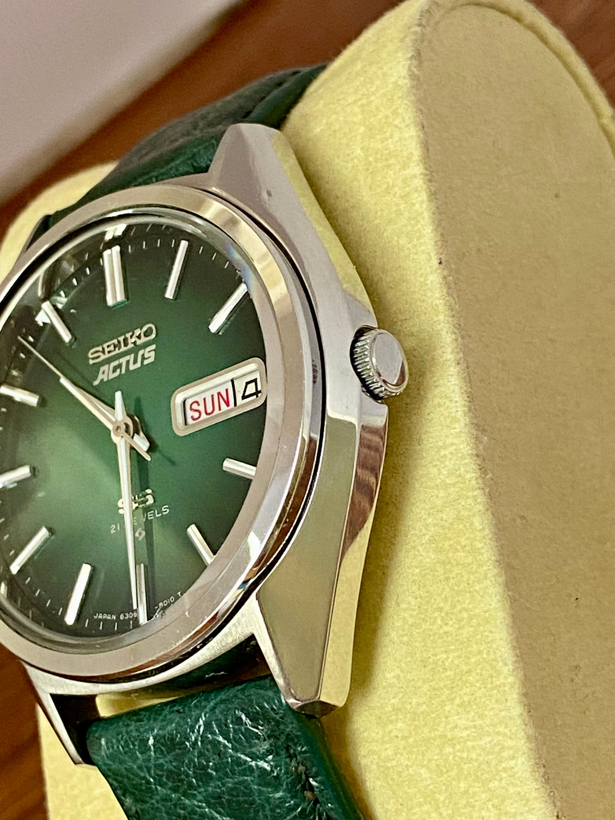 Vintage Seiko Actus SS 6306-8020 SERVICED Auto, Green, June 1976