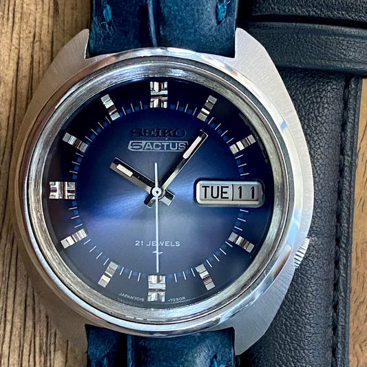 COMING SOON! Vintage Seiko  5 Actus 7019-7210 Blue  SERVICED Auto November 1973 PRE-ORDER NOW! UK VINTAGE WATCH LTD
