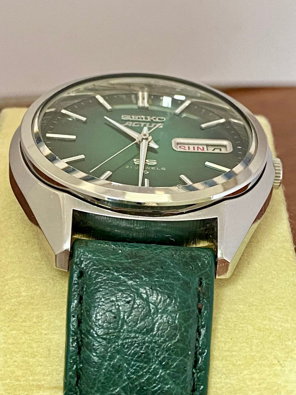 Vintage Seiko Actus SS 6306-8020 SERVICED Auto, Green, June 1976