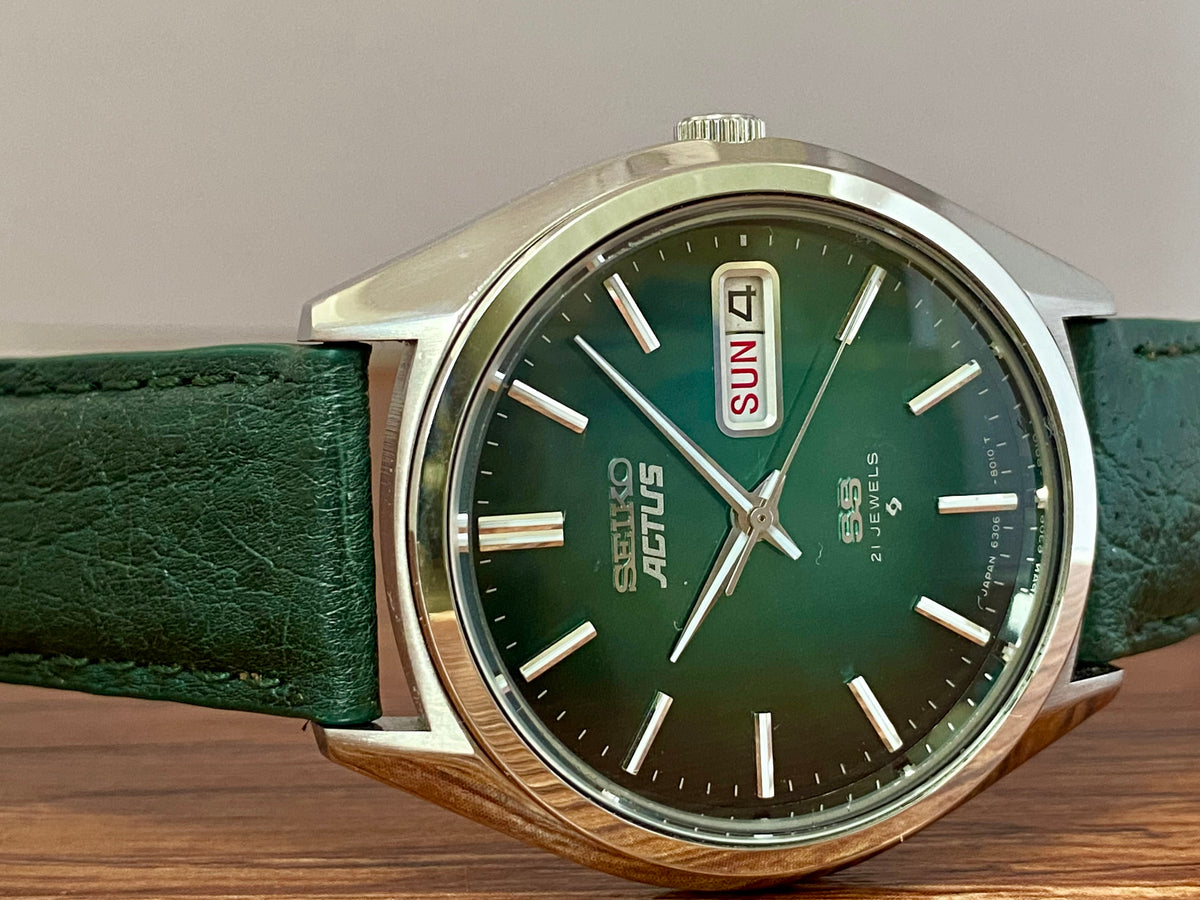Vintage Seiko Actus SS 6306-8020 SERVICED Auto, Green, June 1976