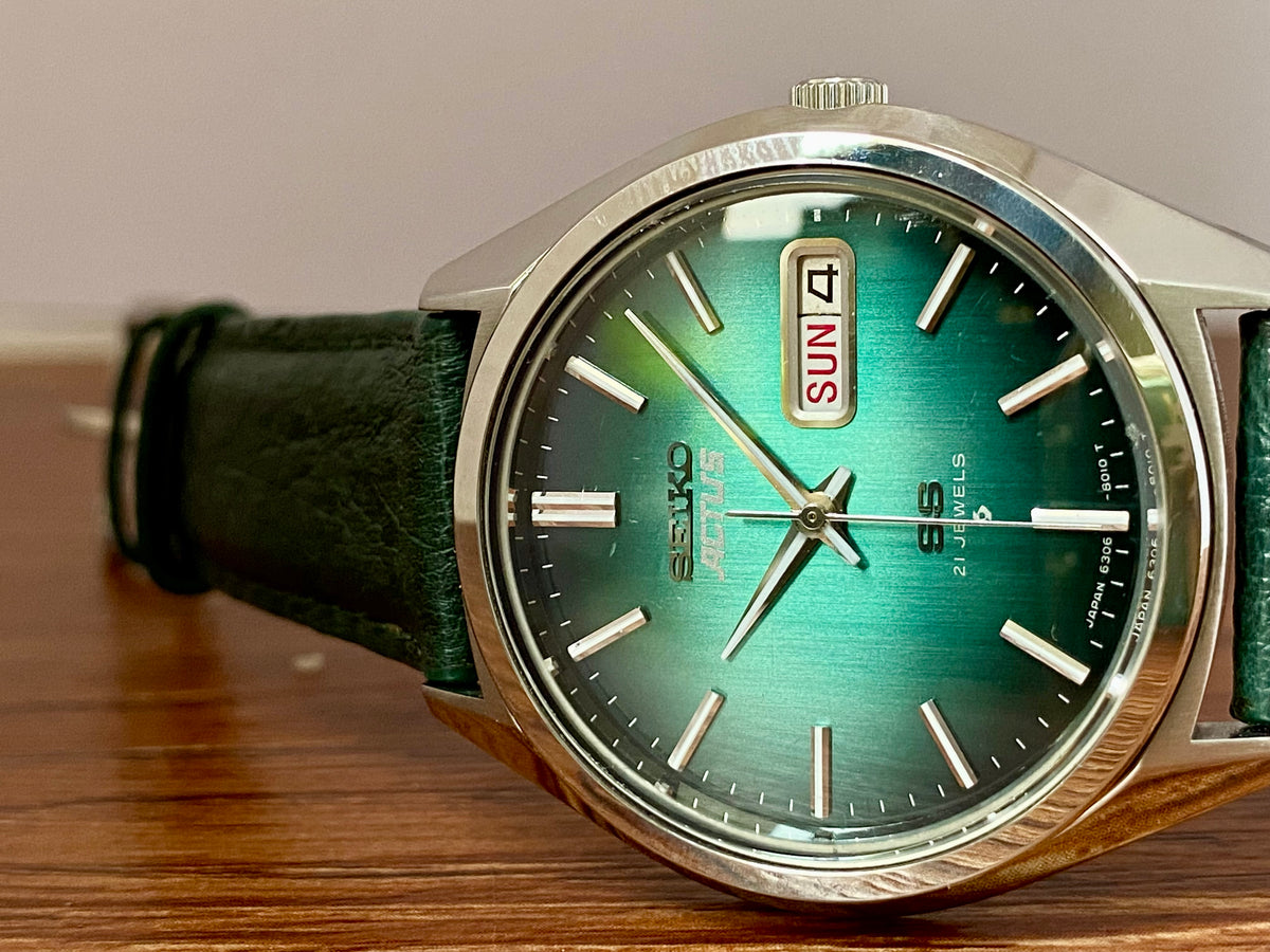 Vintage Seiko Actus SS 6306-8020 SERVICED Auto, Green, June 1976