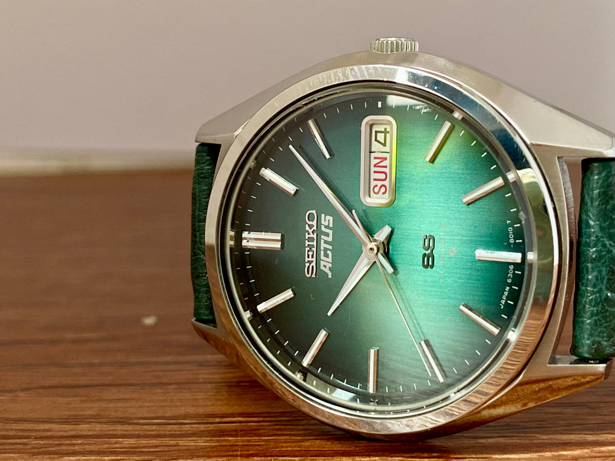 Vintage Seiko Actus SS 6306-8020 SERVICED Auto, Green, June 1976