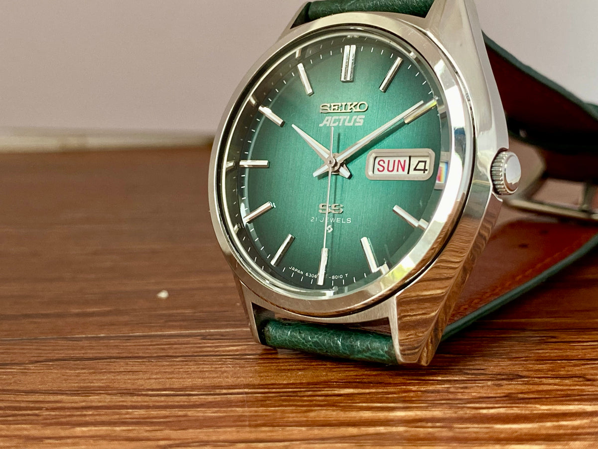 Vintage Seiko Actus SS 6306-8020 SERVICED Auto, Green, June 1976