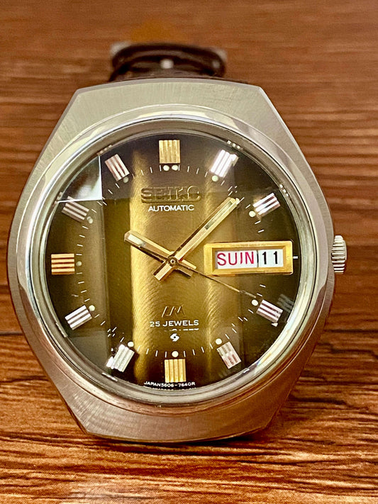 Vintage Seiko Lord Matic 5606-7300 Brown Serviced Automatic, September 1973